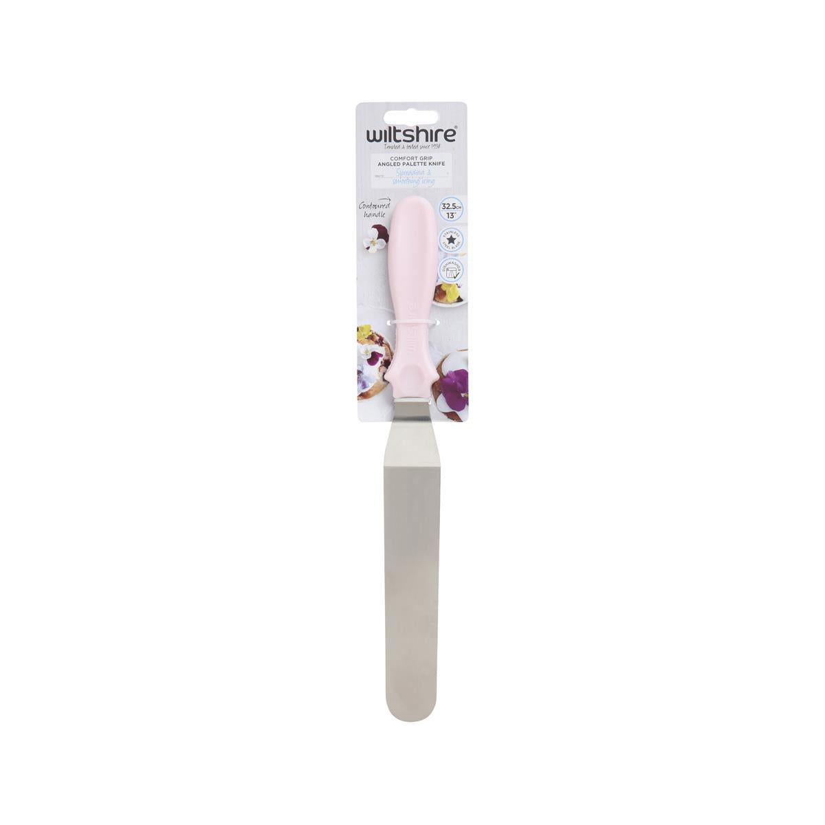 Wiltshire Angled Spatula-S/S 325mm W/Pink Handle (Sold in sets of 6)