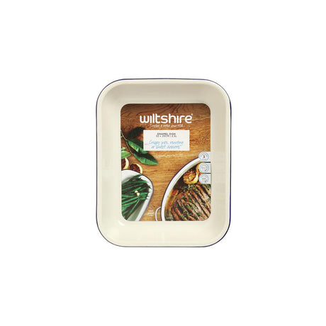 Wiltshire Baking Dish-Enamel Blue Rim 2.5Lt 320X250Mm