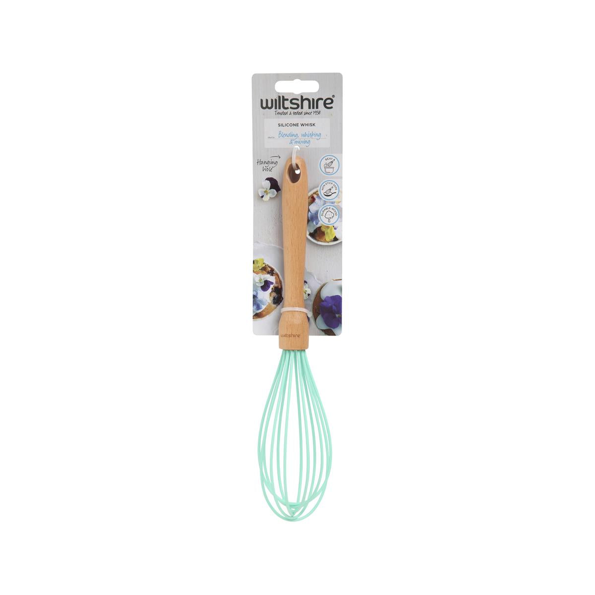 Wiltshire Silicone Head Whisk-Pink W/Beechwood Handle