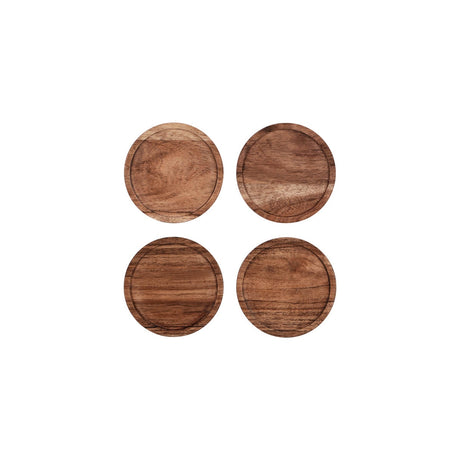 Zanzi Acacia Wood Round Coaster ( Set 4) 100X100X6Mm
