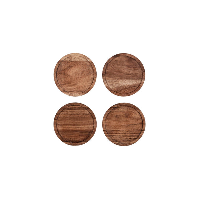 Zanzi Acacia Wood Round Coaster ( Set 4) 100X100X6Mm