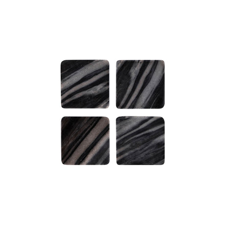 Zanzi Marble Square Coaster ( Set 4) 90X90X6Mm Dark Grey