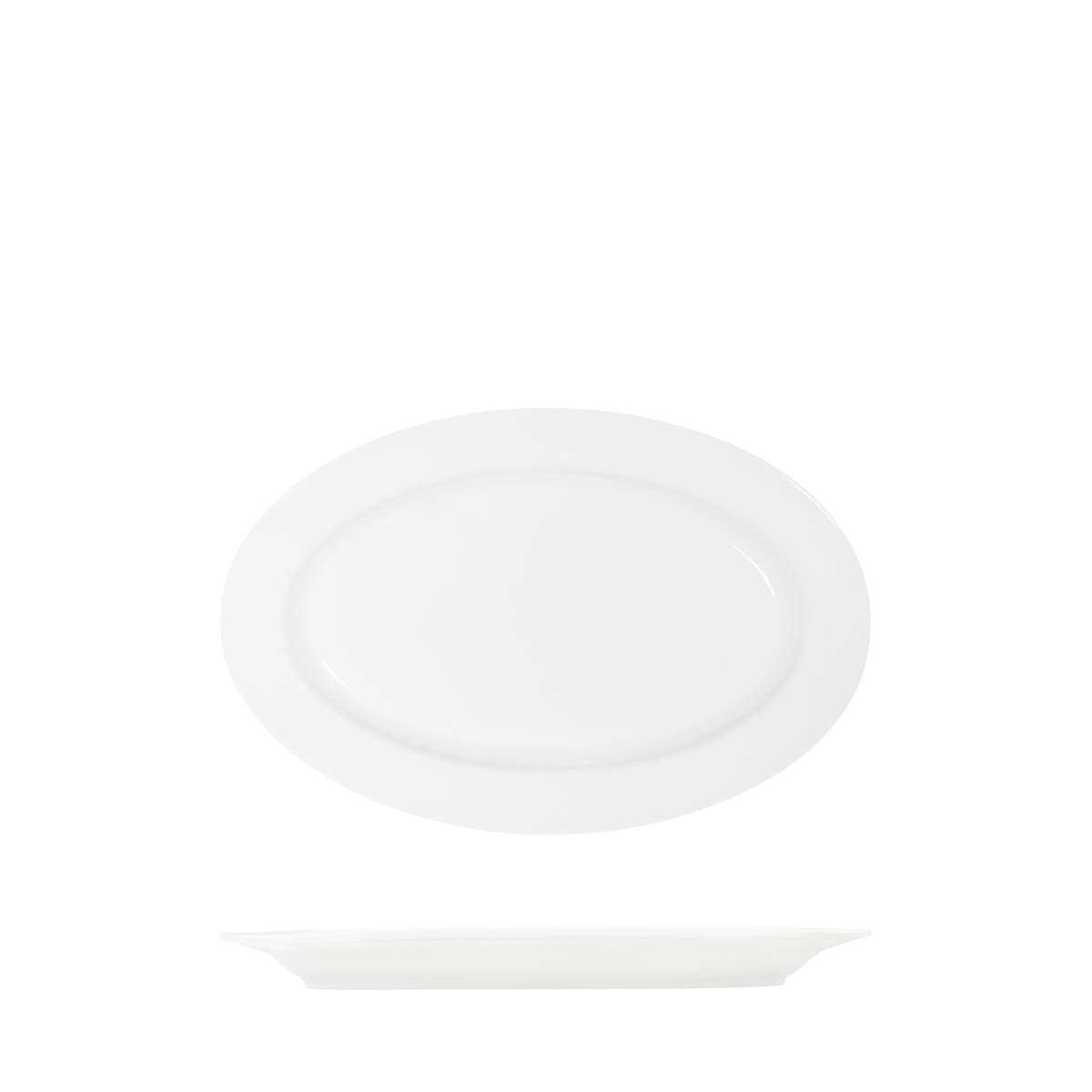 Tablekraft Core White Platter-Oval Rim Shape -300X200X28Mm