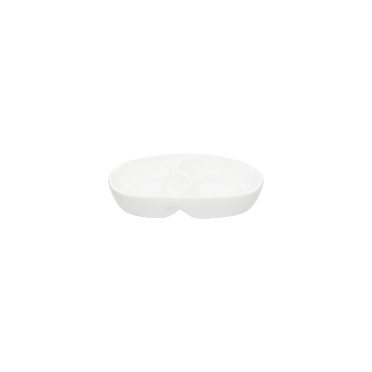 Tablekraft Core White Divided Sauce Dish Oval 110x70x20mm (Sold in sets of 12)