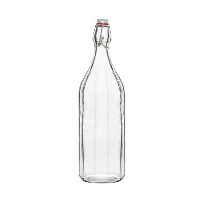Trenton 1L Glass Beverage Bottles - Square, Round & Panelled Water Bottles (Set of 12)