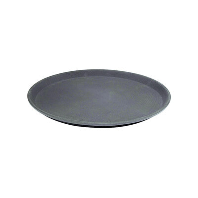 Caterrax Black Fiberglass Bar Trays - Round Non-Slip Serving Trays (11"-16")