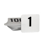 Trenton Plastic Table Numbers - Black on White Restaurant Tent Cards (Sets 1-100)
