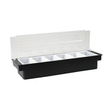 Caterrax Plastic Bar Condiment Dispensers - Clear Cover Garnish Trays (4 & 6 Comp)
