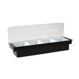 Caterrax Plastic Bar Condiment Dispensers - Clear Cover Garnish Trays (4 & 6 Comp)