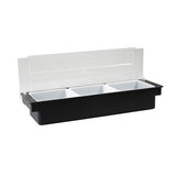 Caterrax Plastic Bar Condiment Dispensers - Clear Cover Garnish Trays (4 & 6 Comp)