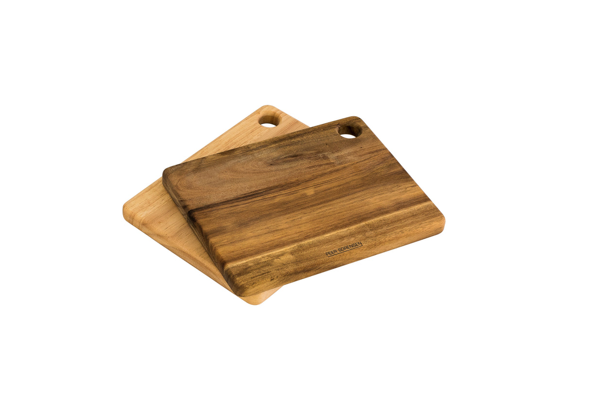 2 Piece Utility Board Set, 19.5 x 15 x 1.4cm Acacia+Rubberwood