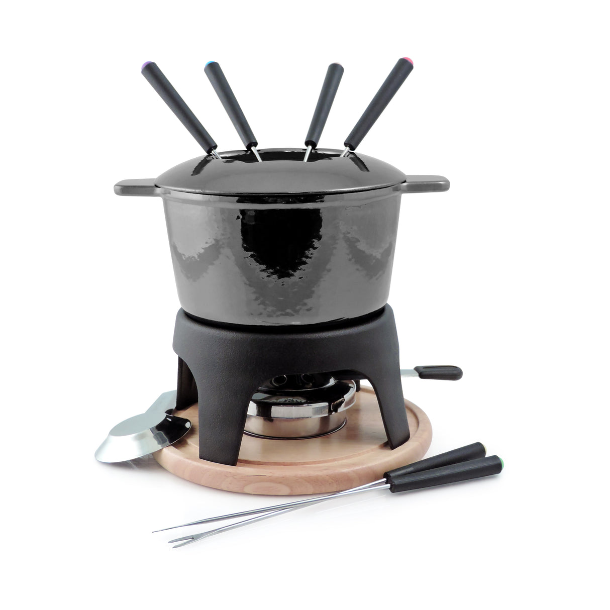 Sierra 11 Piece Fondue Set, Cast Iron - Black