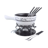 Heidi 9 Piece Fondue Set, Ceramic - White/Black