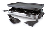 Valais 8 Person Raclette Party Grill w/Reversible Grill Plate - Stain/Steel Base