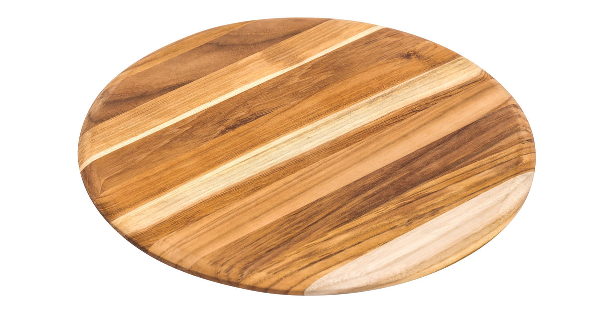 Elegant Round Serving & Cutting Board, 33 Ø x 1.5 Teak