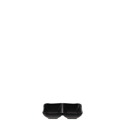 828715 - COU COU Melamine Matte Black Divided Dish 2 Comp (Set of 6)