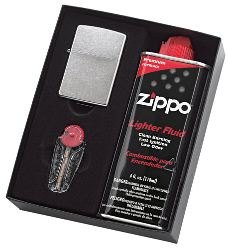 Zippo Street Chrome Lighter with Fluid and Flints - 90210gp