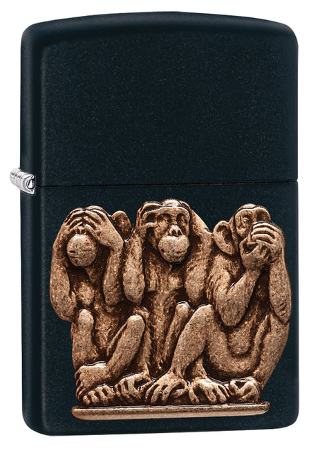Zippo Black Matte 3 Wise Monkeys - 97153