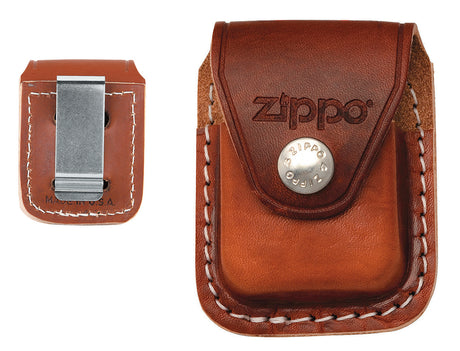 Zippo Brown Leather Pouch with Clip - 98000