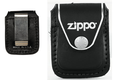 Zippo Black Leather Pouch with Clip - 98001