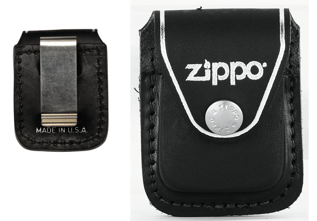Zippo Black Leather Pouch with Clip - 98001