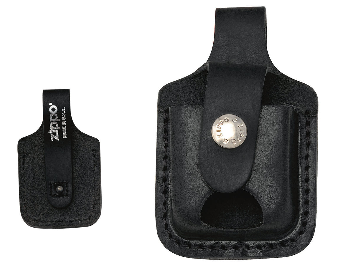 Zippo Black Leather Pouch with Wide Loop and Thumb Notch - 98005