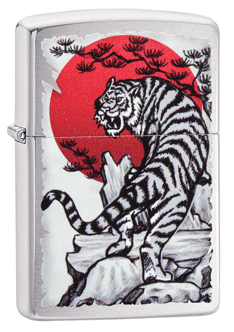 Zippo Brushed Chrome Tiger Sun - 99371