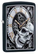 Zippo Black Matte Clock Skull - 99379