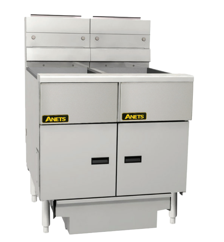 Anets FDAGG214R Goldenfry Gas Tube Fryer with 2 Bank Fryer Filter Drawer System Millivolt Control Deep Fryers