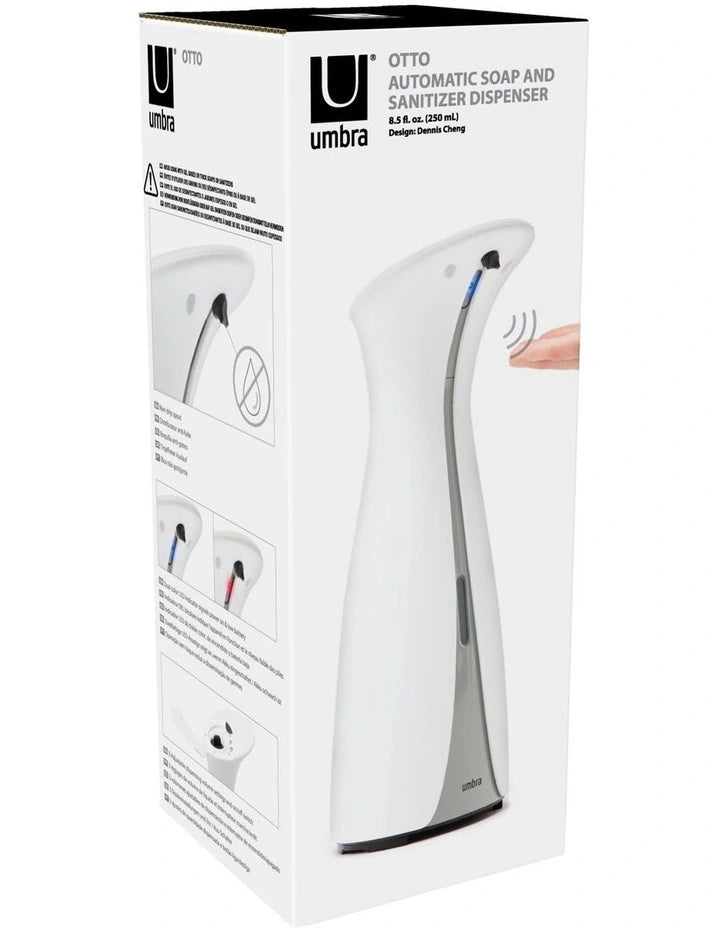 Otto Automatic Soap Dispenser 8.5 Oz 9x11x25cm in White/Grey