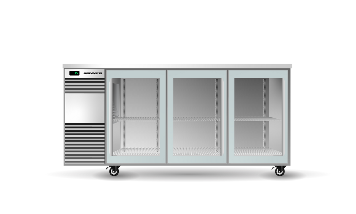 Skope BackBar 3 Glass Door Underbench Fridge 635L
