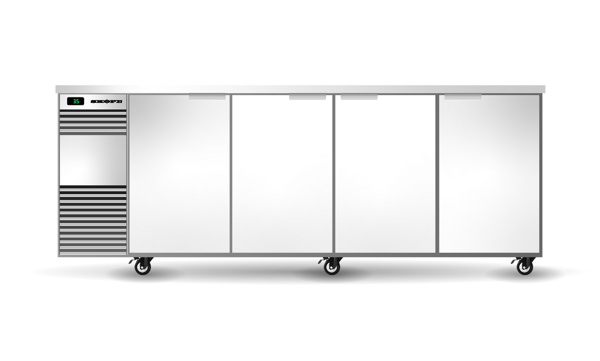 Skope BackBar 4 Door Stainless Steel Underbench Fridge 860L