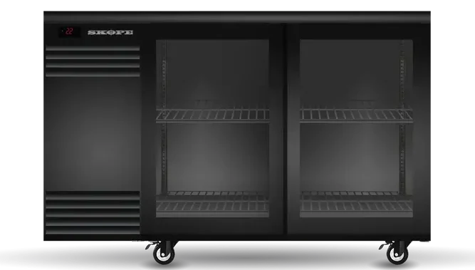 Skope BackBar 2 Glass Sliding Door Undercounter Fridge 410L