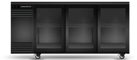 Skope BB.3.GSL.r | BackBar | 3 Glass Sliding Door | Remote | Fridge | BackBar Fridge | Commercial Under Bench Fridge