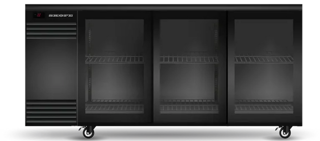 Skope BB.3.GSL.r | BackBar | 3 Glass Sliding Door | Remote | Fridge | BackBar Fridge | Commercial Under Bench Fridge