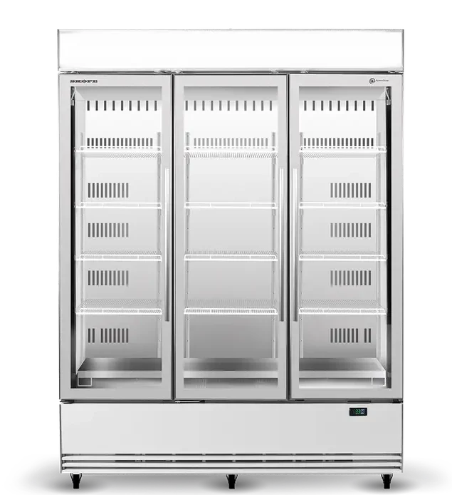 Skope BME1500N-AC | 3 Glass Door Display | with Lit Sign | Bottom Mount | Upright Fridge | Display Fridge | Commercial Upright Fridge
