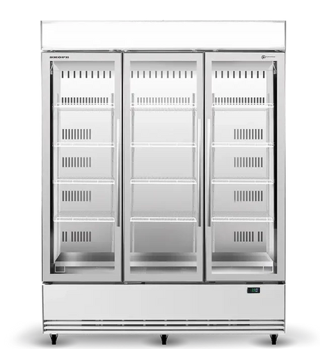 Skope BME1500N-AC | 3 Glass Door Display | with Lit Sign | Bottom Mount | Upright Fridge | Display Fridge | Commercial Upright Fridge

