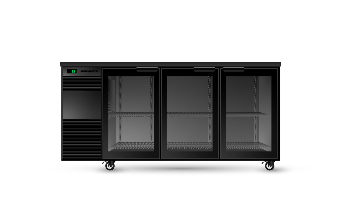 Skope BackBar 3 Glass Door Underbench Fridge 635L