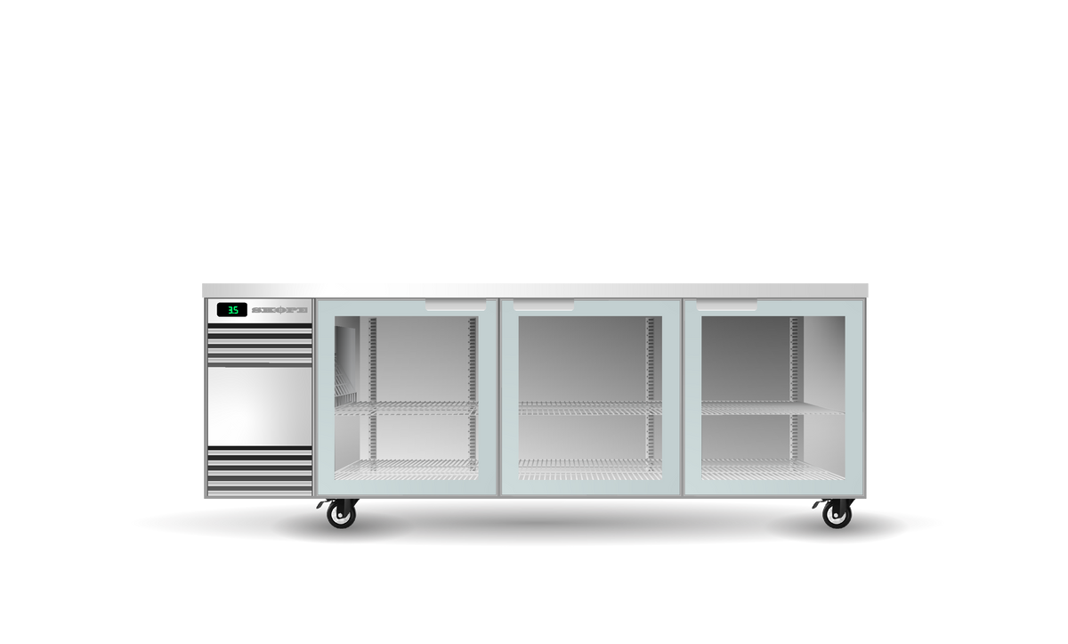 Skope BackBar SlimLine 3 Door Underbench Fridge 448L