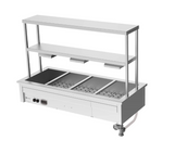 Culinaire CH.BM.D.GDB.3 3 Module Drop In Commercial Bain Marie Benchtop with Double Gantry and Heat Lamps Bain Marie