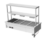 Culinaire CH.BM.D.GDB.4 4 Module Drop In Commercial Bain Marie Benchtop with Double Gantry and Heat Lamps Bain Marie
