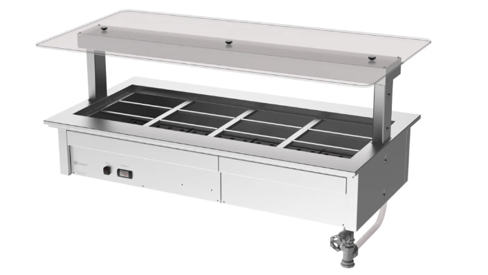 Culinaire CH.BMC.D.GSF.4 4 Bay Bain Marie Drop In Commercial Bain Marie Undercounter Flat Glass Gantry Under Bench Bain Marie