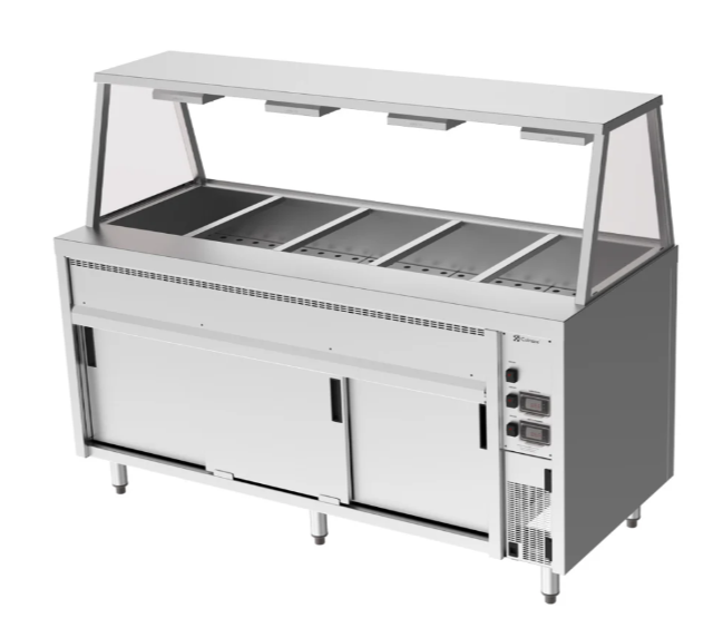 Culinaire CH.BMH.I.GA.5 5 Modules Island Bain Marie Hot Cupboard Commercial Bain Marie with A Frame Gantry Bain Marie