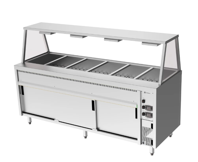 Culinaire CH.BMH.I.GA.6 6 Modules Island Bain Marie Hot Cupboard Commercial Bain Marie with A Frame Gantry Bain Marie