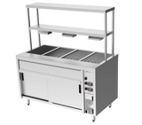 Culinaire CH.BMH.I.GDB.4 Island Bain Marie Hot Cupboard 4 Module with Double Gantry and Heat Lamps to Bottom Shelf Bain Marie
