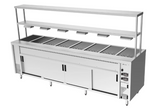 Culinaire CH.BMH.I.GDB.8 Island Bain Marie Hot Cupboard 8 Module with Double Gantry and Heat Lamps to Bottom Shelf Bain Marie