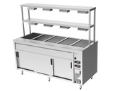 Culinaire CH.BMH.I.GDD.5 Island Bain Marie 5 Module with Double Gantry and Heat Lamps to Bottom Shelf Bain Marie