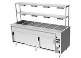 Culinaire CH.BMH.I.GDD.6 Island Bain Marie 6 Module with Double Gantry and Heat Lamps to Bottom Shelf Bain Marie