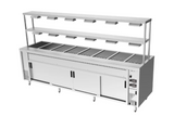 Culinaire CH.BMH.I.GDD.8 Island Bain Marie 8 Module with Double Gantry and Heat Lamps to Bottom Shelf Bain Marie