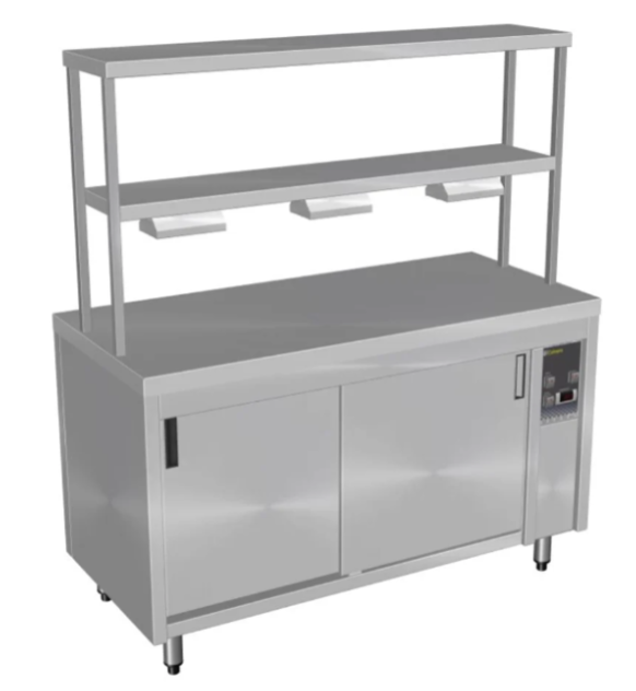 Culinaire CH.HC.I.GDB.6 6 Bay Island Hot Cupboard Warming Cupboard with 2 Tier Gantry and Heat Lamps to Bottom Shelf Heated Cupboard